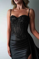 Diva Embellished Corset Gown | Black | Debs & Prom | Formal Gown | Oh Hello Clothing