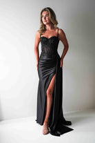 Diva Embellished Corset Gown | Black | Debs & Prom | Formal Gown | Oh Hello Clothing