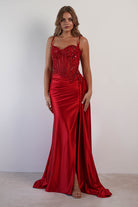 Diva Embellished Corset Gown | Red | Debs & Prom | Formal Gown | Oh Hello Clothing