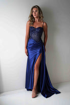 Diva Embellished Corset Gown | Royal Navy | Debs & Prom | Formal Gown | Oh Hello Clothing