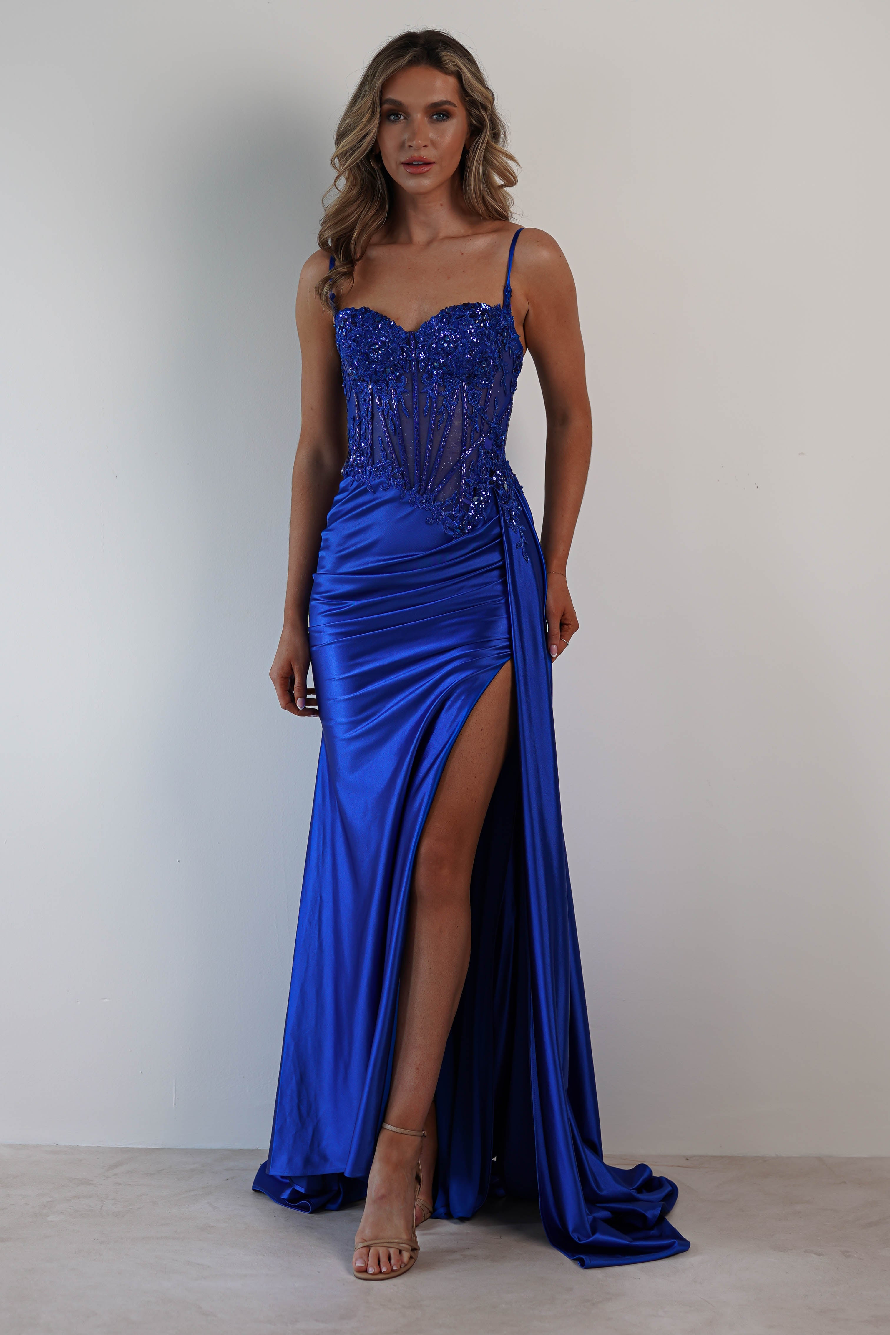 Diva Embellished Corset Gown | Royal Blue | Debs & Prom | Formal Gown | Oh Hello Clothing