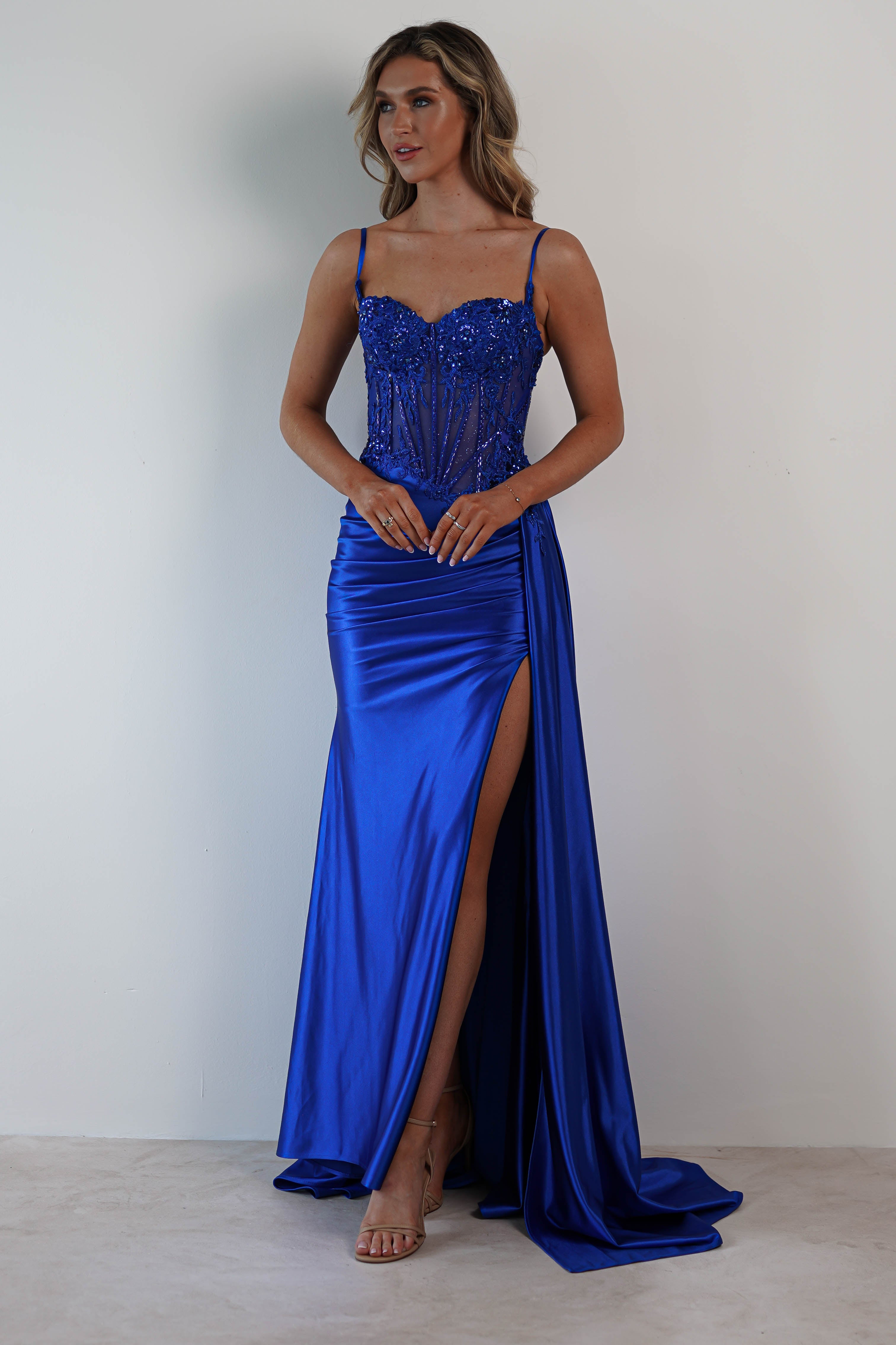 Diva Embellished Corset Gown | Royal Blue | Debs & Prom | Formal Gown | Oh Hello Clothing