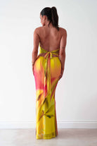 Oh Hello Clothing Women > Clothing > Dresses Doja Abstract Print Halterneck Maxi Dress | Sunset