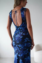 Donatella Mesh Floral Maxi Dress Blue Print | Wedding Guest Dress | Maxi | Mesh | Oh Hello Clothing