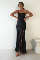Celinee Satin Maxi Gown | Black | Debs & Prom | Formal Gown | Oh Hello Clothing