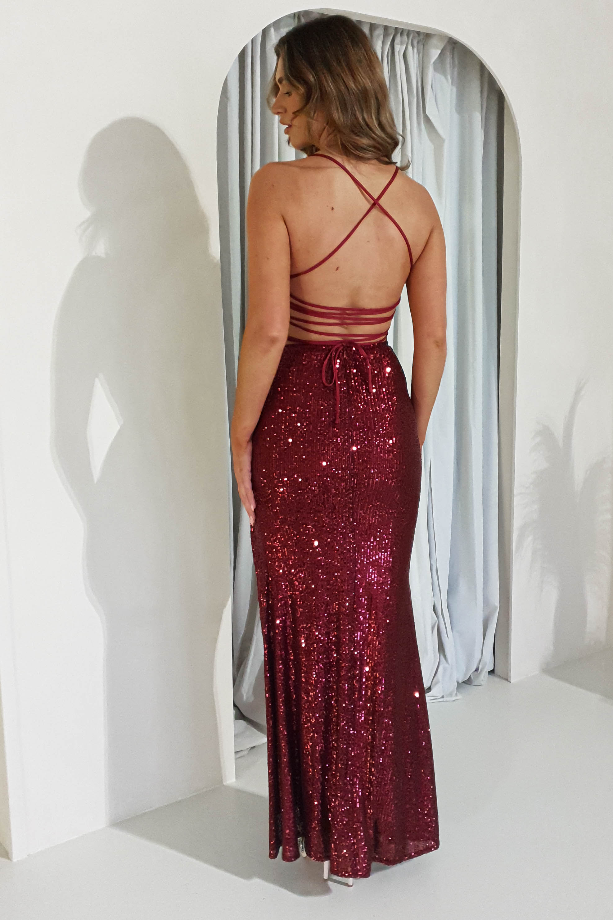 Sorella Bodycon Sequin Gown | Dark Red | Debs & Prom | Formal Gown | Oh Hello Clothing