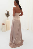 Krysta Soft Satin Long Strapless Gown | Champagne | Debs & Prom | Formal Gown | Oh Hello Clothing