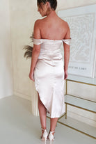 Aby Soft Satin Midi Dress | Champagne | Graduation | Bride To Be Hen Dress | Oh Hello Clothing