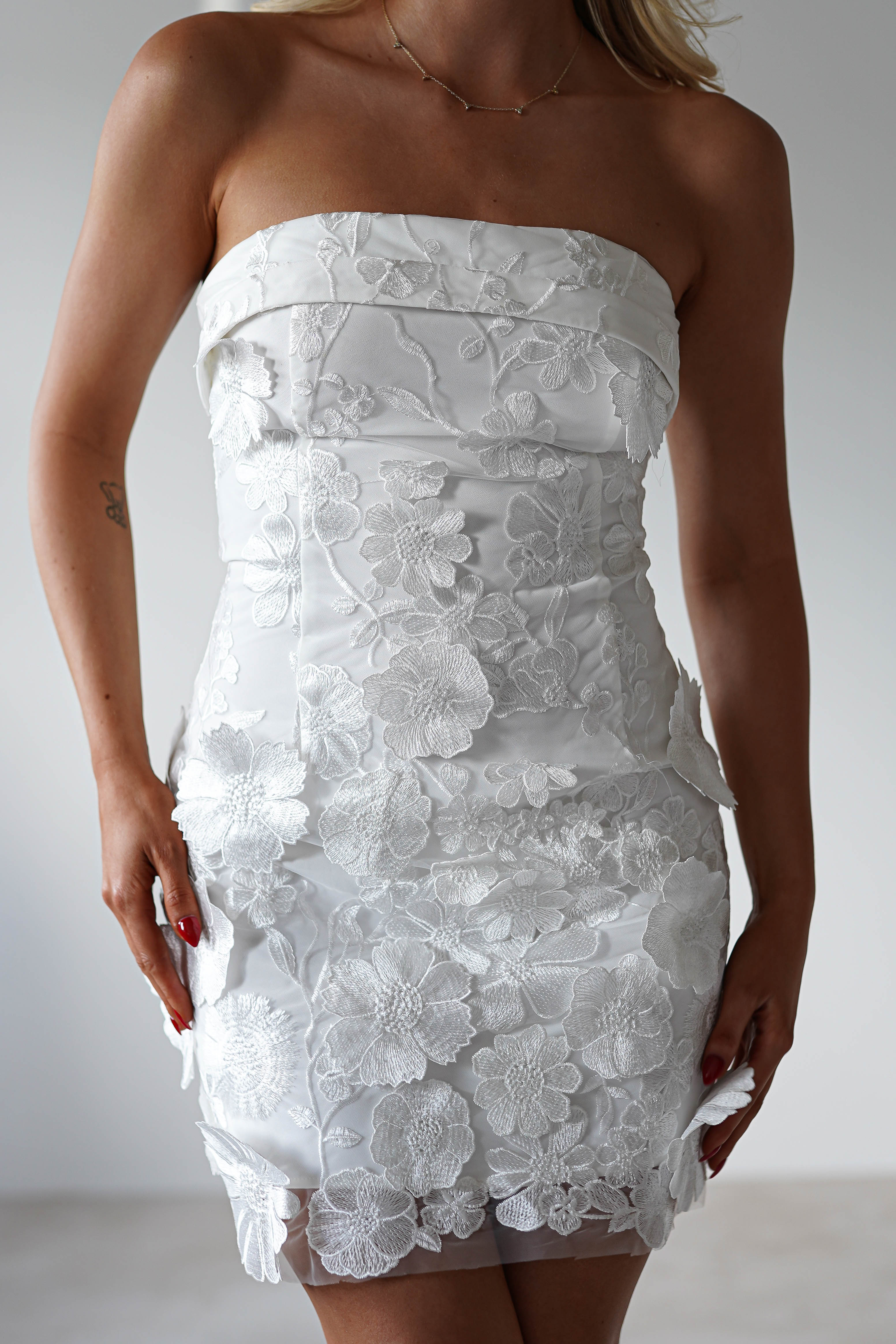 Bellflower 3D Floral Mini Dress | White | Graduation | Bride To Be Hen Dress | Oh Hello Clothing