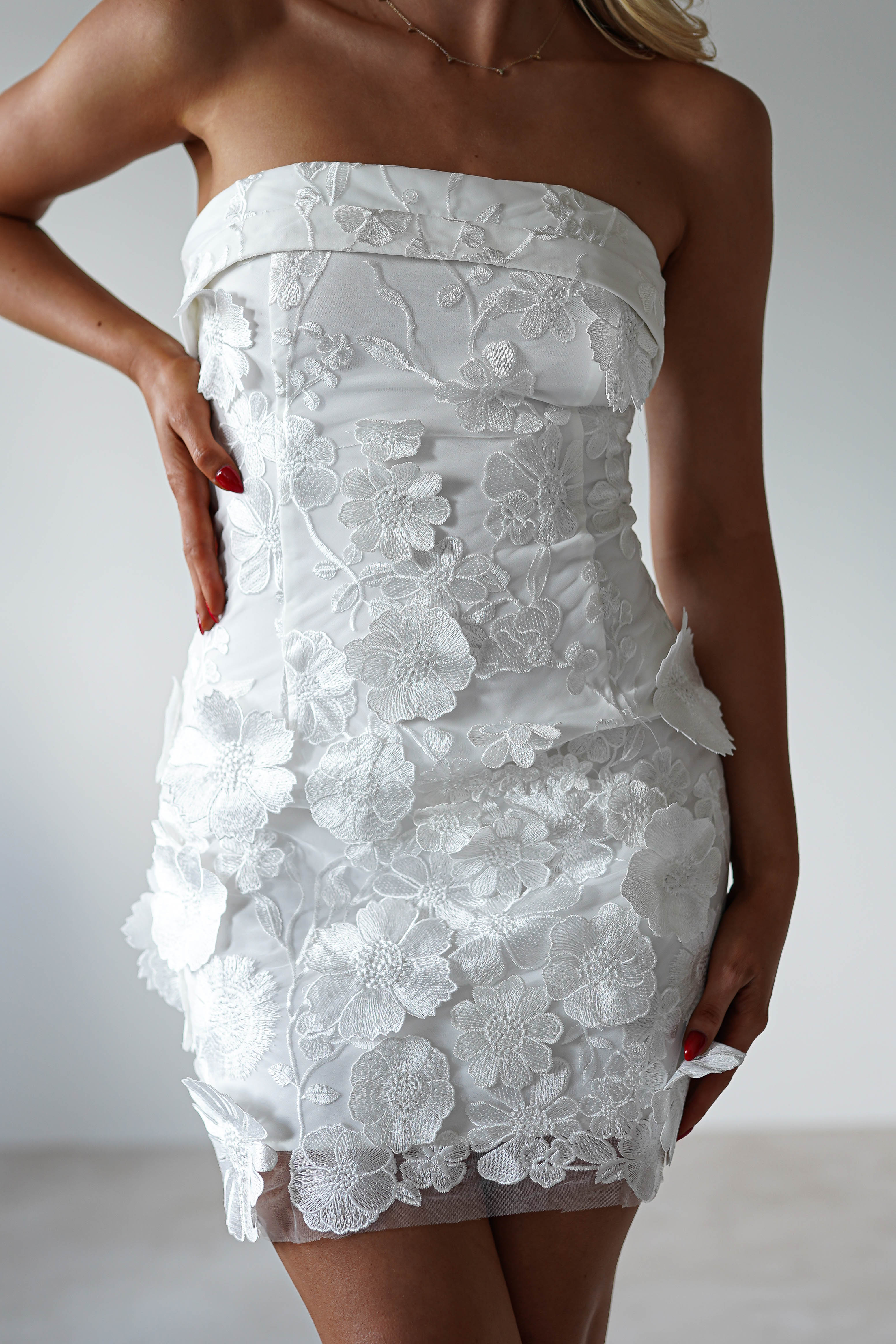 Bellflower 3D Floral Mini Dress | White | Graduation | Bride To Be Hen Dress | Oh Hello Clothing