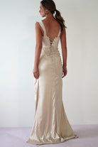 Beth Draped Silky Satin Gown | Champagne | Debs & Prom | Formal Gown | Oh Hello Clothing