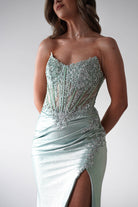 Caspian Embellished Bodycon Gown | Light Green | Debs & Prom | Formal Gown | Oh Hello Clothing