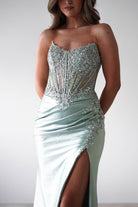 Caspian Embellished Bodycon Gown | Light Green | Debs & Prom | Formal Gown | Oh Hello Clothing
