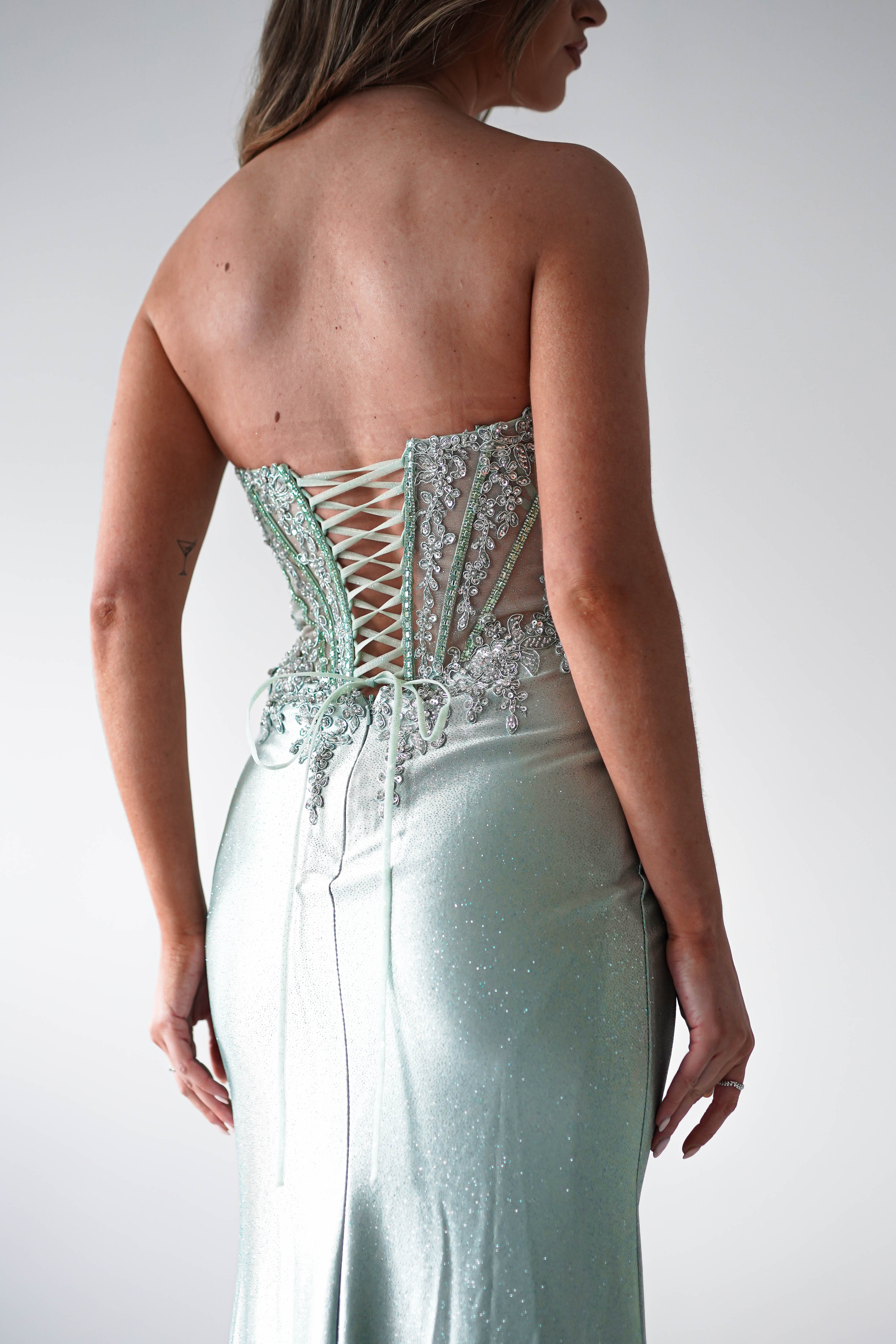 Caspian Embellished Bodycon Gown | Light Green | Debs & Prom | Formal Gown | Oh Hello Clothing