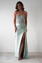 Caspian Embellished Bodycon Gown | Light Green | Debs & Prom | Formal Gown | Oh Hello Clothing