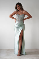 Caspian Embellished Bodycon Gown | Light Green | Debs & Prom | Formal Gown | Oh Hello Clothing