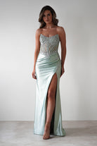 Caspian Embellished Bodycon Gown | Light Green | Debs & Prom | Formal Gown | Oh Hello Clothing