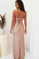 Wren Rose Gold Beaded Gown | Rose Gold | Debs & Prom | Formal Gown | Oh Hello Clothing