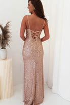 Wren Rose Gold Beaded Gown | Rose Gold | Debs & Prom | Formal Gown | Oh Hello Clothing
