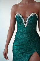 Stephanie Strapless Glitter Gown | Emerald Green | Debs & Prom | Formal Gown | Oh Hello Clothing