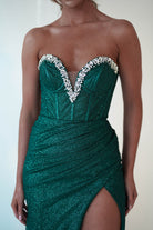 Stephanie Strapless Glitter Gown | Emerald Green | Debs & Prom | Formal Gown | Oh Hello Clothing