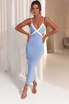 Betty Bodycon Midi Dress | Blue/White | Oh Hello Clothing
