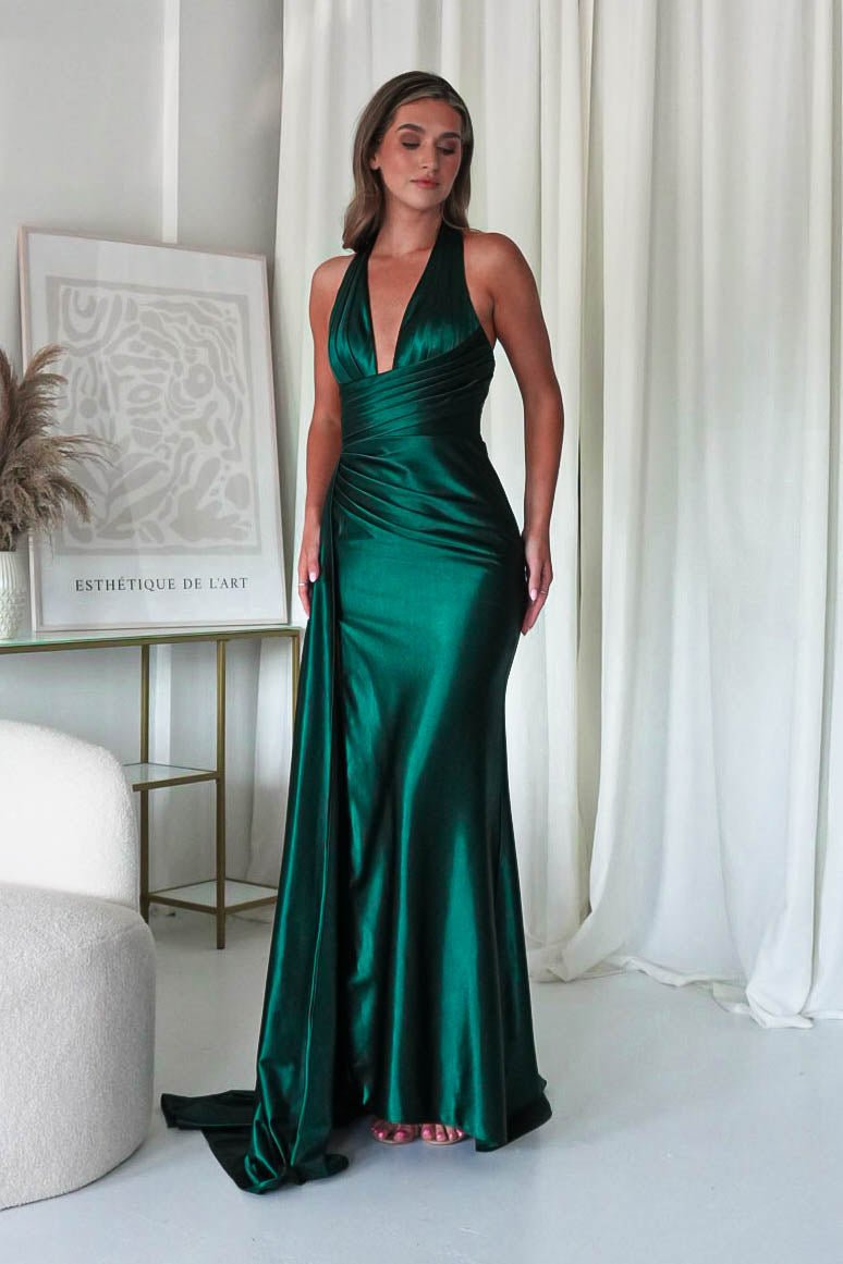 Daniella Halterneck Gown | Emerald Green | Debs & Prom | Formal Gown | Oh Hello Clothing