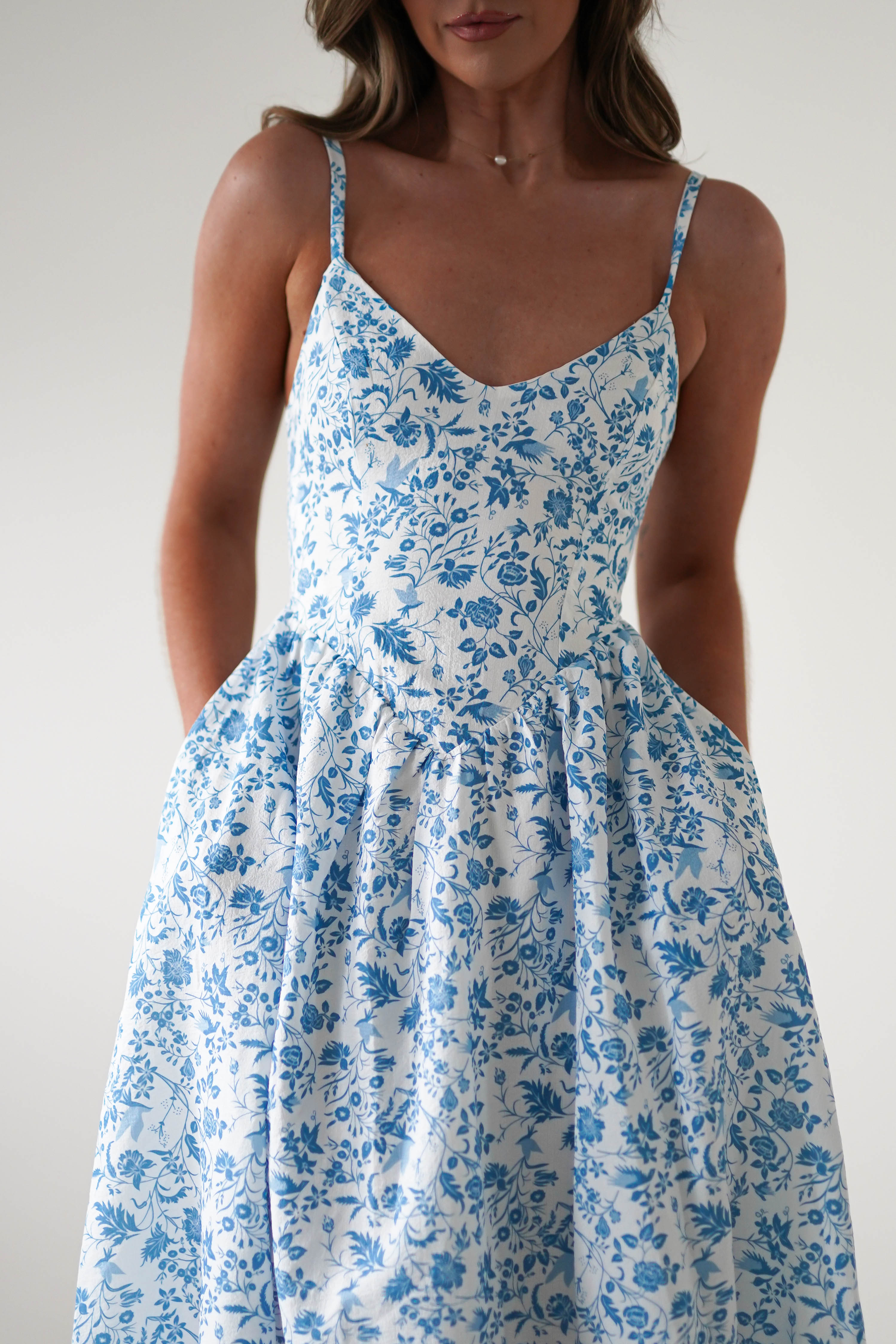 Carolyn Floral Print Maxi Dress Blue/White | Wedding Guest Dress | Maxi | Oh Hello Clothing