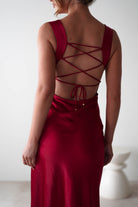 Riviera Soft Satin Maxi Gown | Berry Red | Debs & Prom | Formal Gown | Oh Hello Clothing