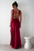 Riviera Soft Satin Maxi Gown | Berry Red | Debs & Prom | Formal Gown | Oh Hello Clothing