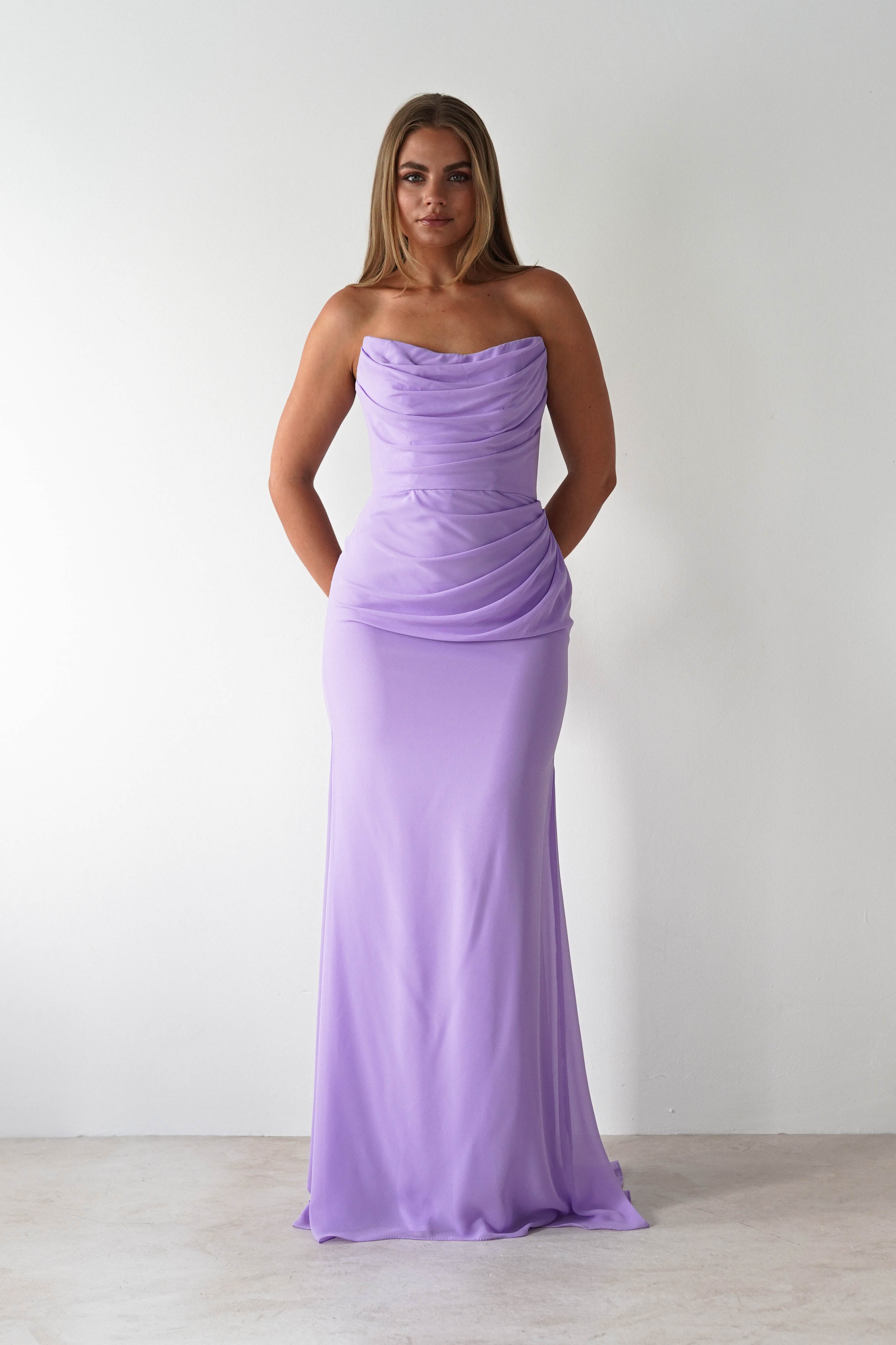 Caterina Strapless Maxi Dress Lilac | Wedding Guest Dress | Maxi | Oh Hello Clothing