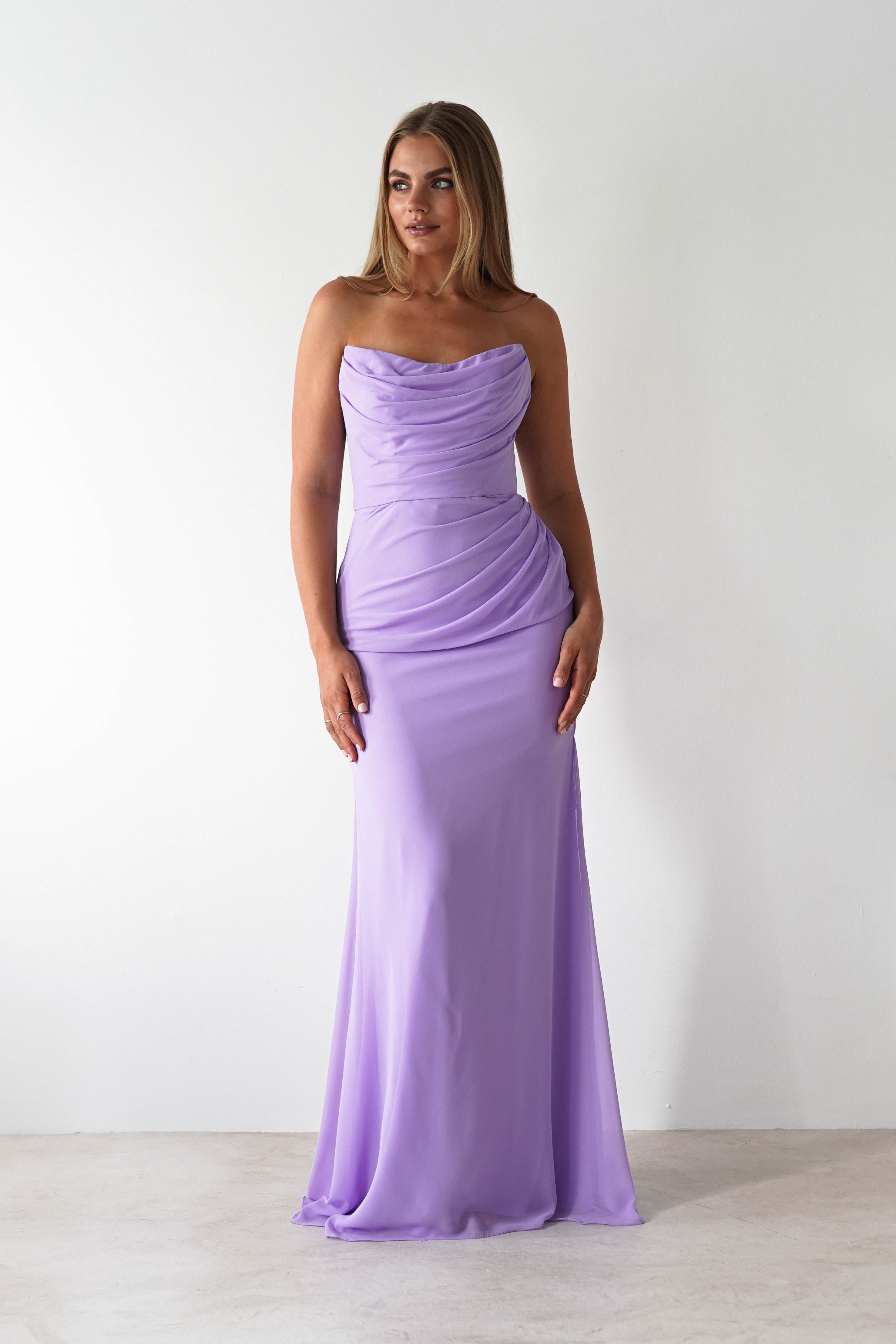 Caterina Strapless Maxi Dress Lilac | Wedding Guest Dress | Maxi | Oh Hello Clothing