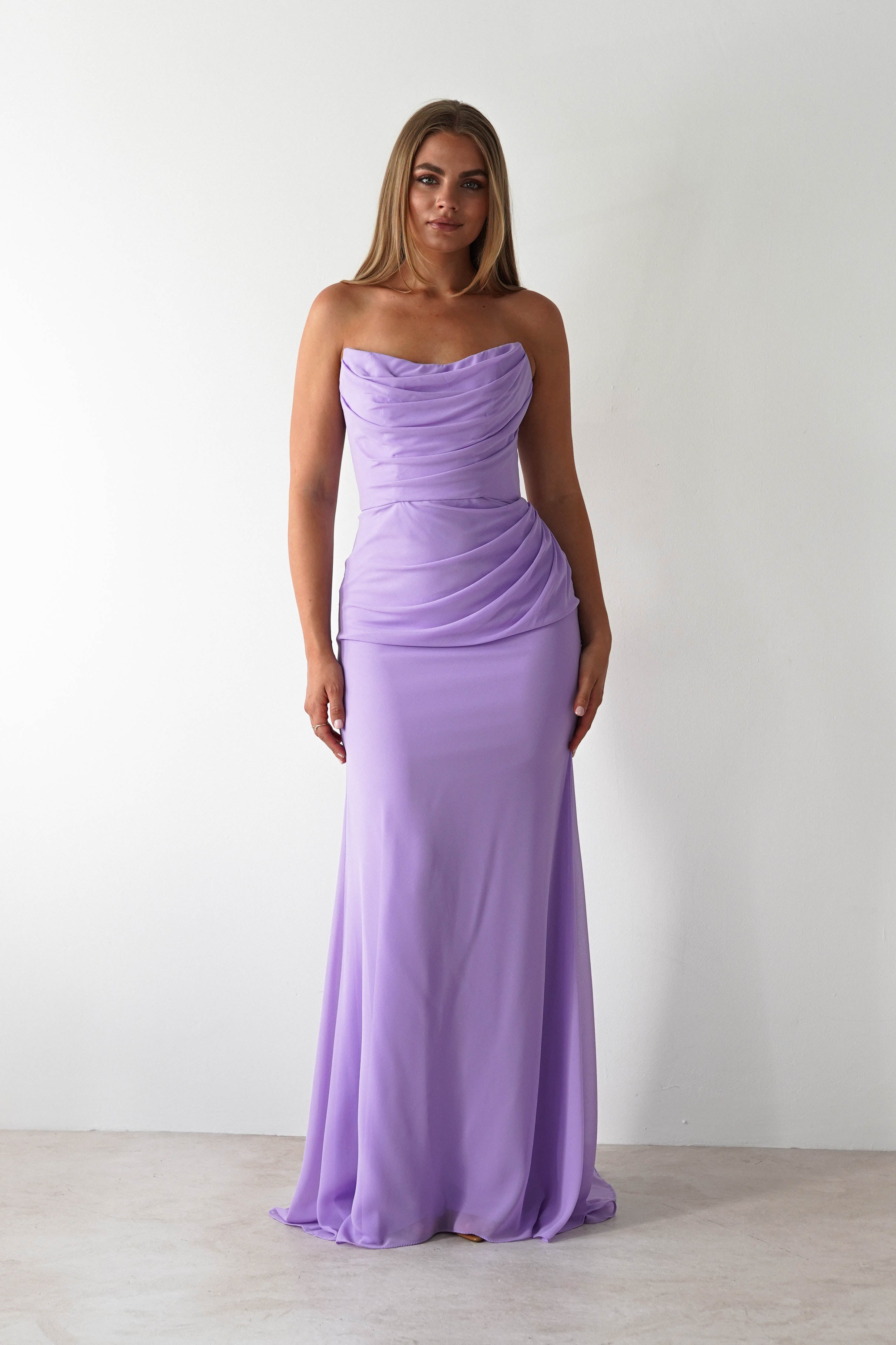 Caterina Strapless Maxi Dress Lilac | Wedding Guest Dress | Maxi | Oh Hello Clothing
