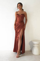 Maja Satin Corset Gown | Rust | Debs & Prom | Formal Gown | Oh Hello Clothing