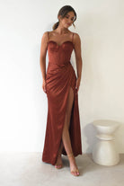 Maja Satin Corset Gown | Rust | Debs & Prom | Formal Gown | Oh Hello Clothing