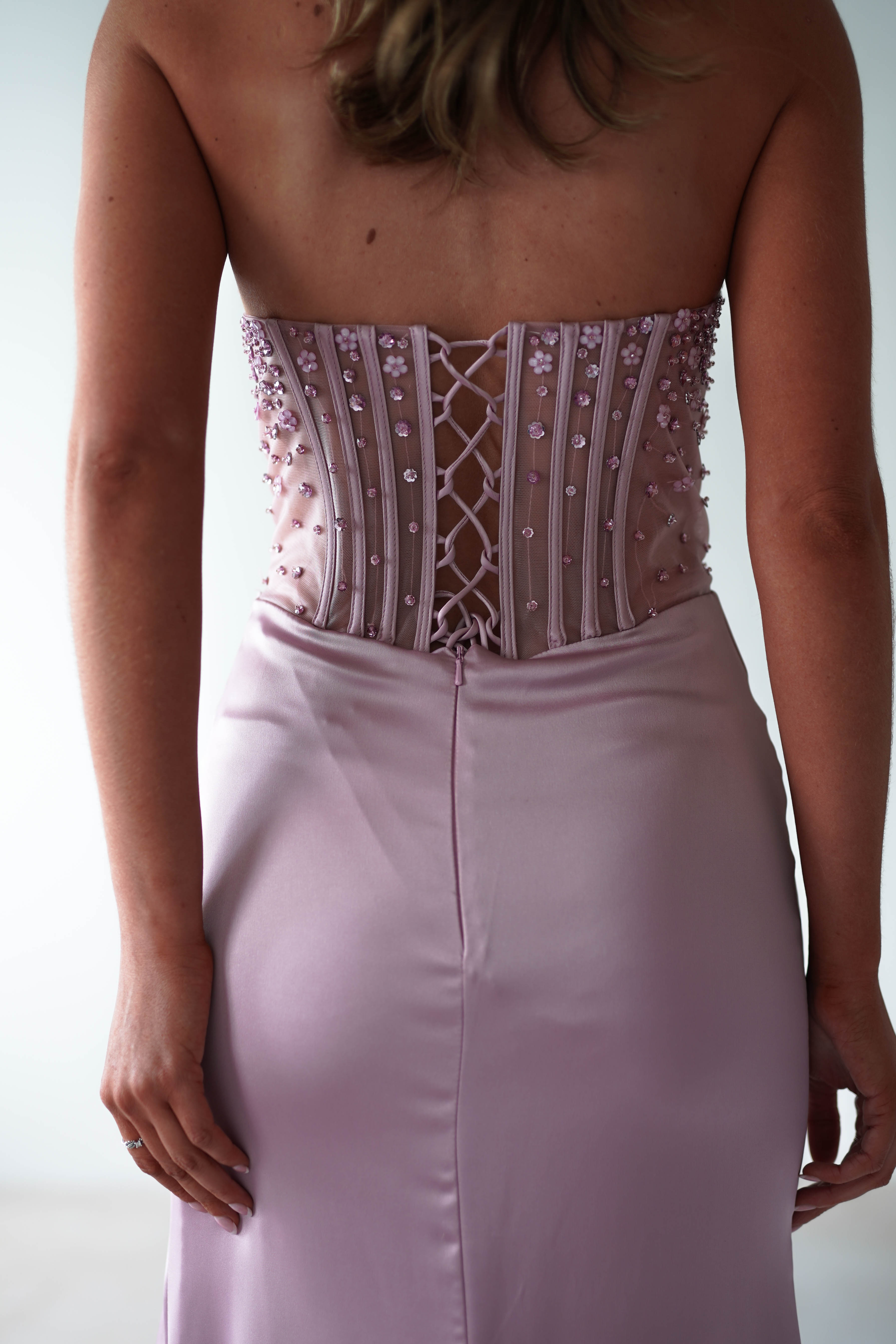 Theodora Strapless Embellished Gown | Mauve | Debs & Prom | Formal Gown | Oh Hello Clothing