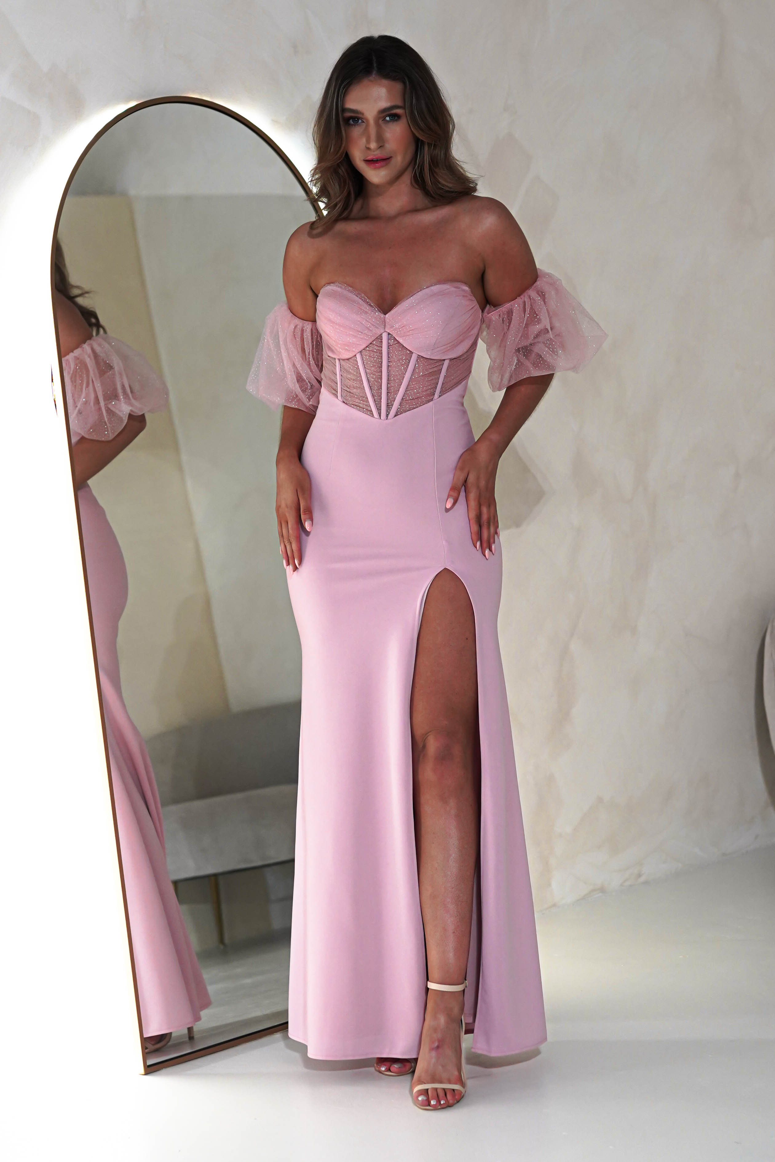 Kenna Balloon Sleeve Gown | Pink | Debs & Prom | Formal Gown | Oh Hello Clothing