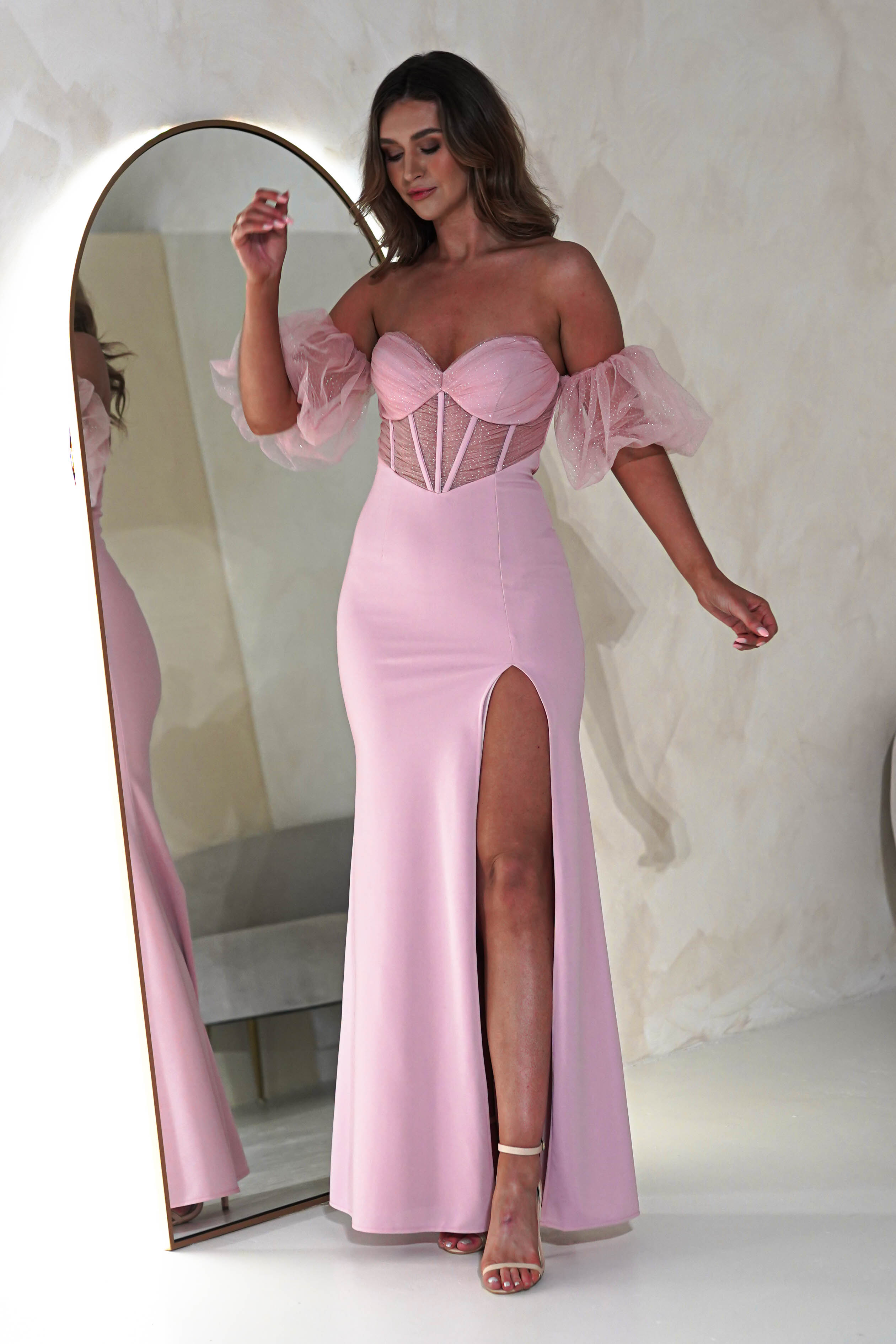 Kenna Balloon Sleeve Gown | Pink | Debs & Prom | Formal Gown | Oh Hello Clothing