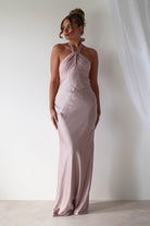 Alice Satin Halterneck Gown | Rose | Debs & Prom | Formal Gown | Oh Hello Clothing