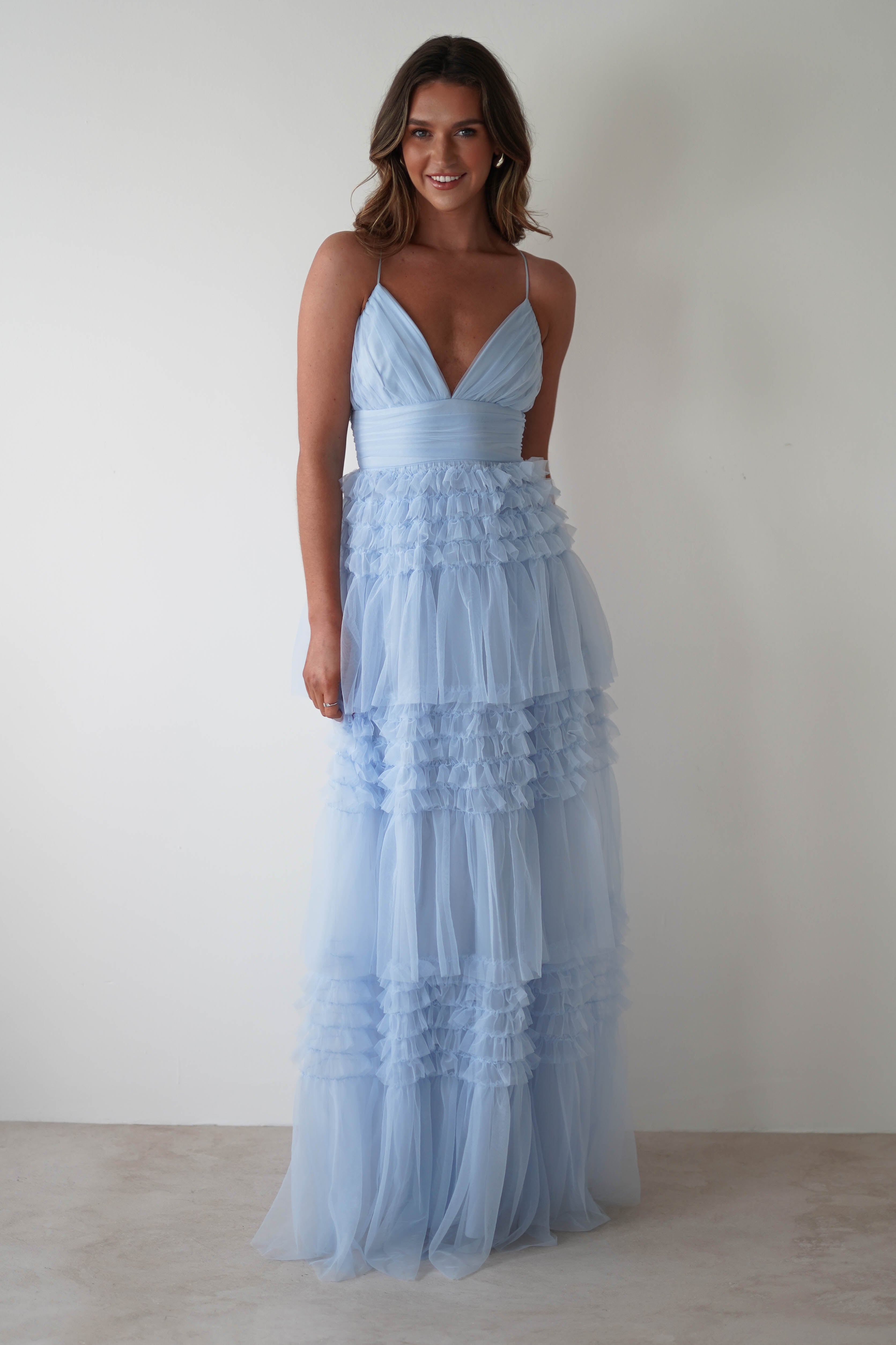 MANIJU On Sale Madeleine Tulle Layered Maxi Dress | Blue