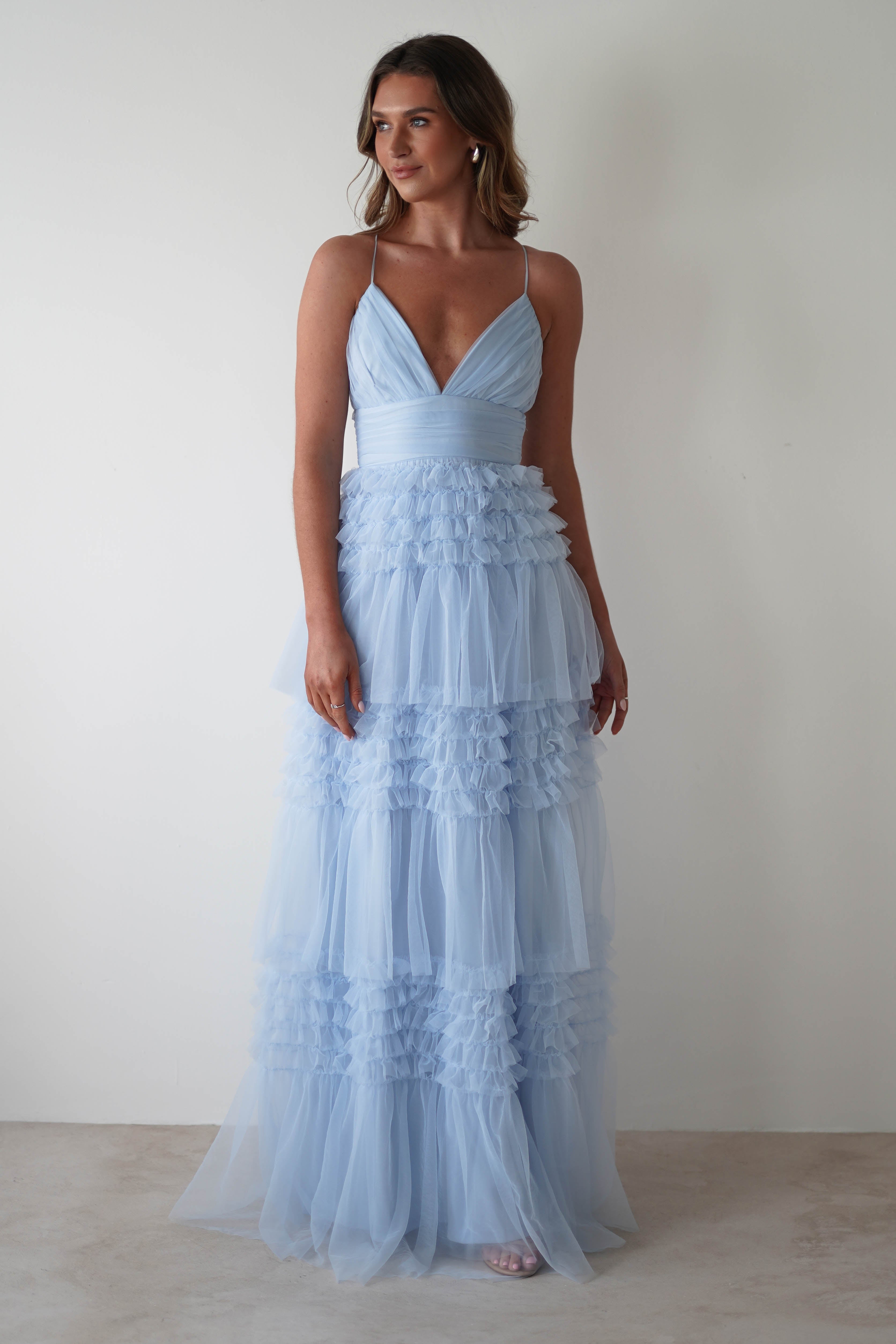MANIJU On Sale Madeleine Tulle Layered Maxi Dress | Blue