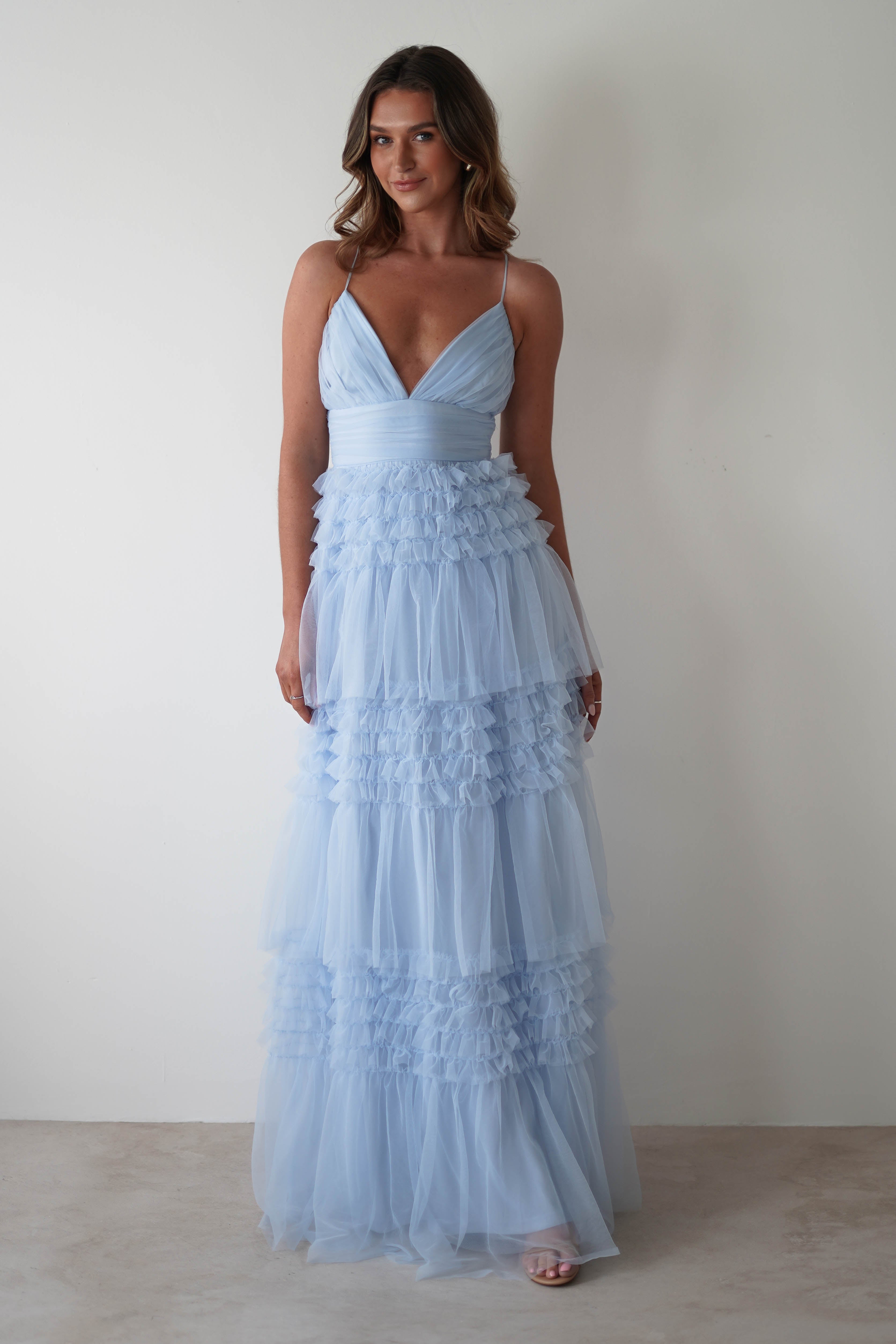 MANIJU On Sale Madeleine Tulle Layered Maxi Dress | Blue