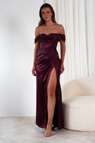 Monica Off The Shoulder Gown | Wine | Debs & Prom | Formal Gown | Oh Hello Clothing