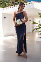 Lyra Soft Matte Satin Maxi Dress Navy | Wedding Guest Dress | Maxi | Satin | Oh Hello Clothing
