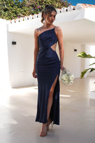 Lyra Soft Matte Satin Maxi Dress Navy | Wedding Guest Dress | Maxi | Satin | Oh Hello Clothing