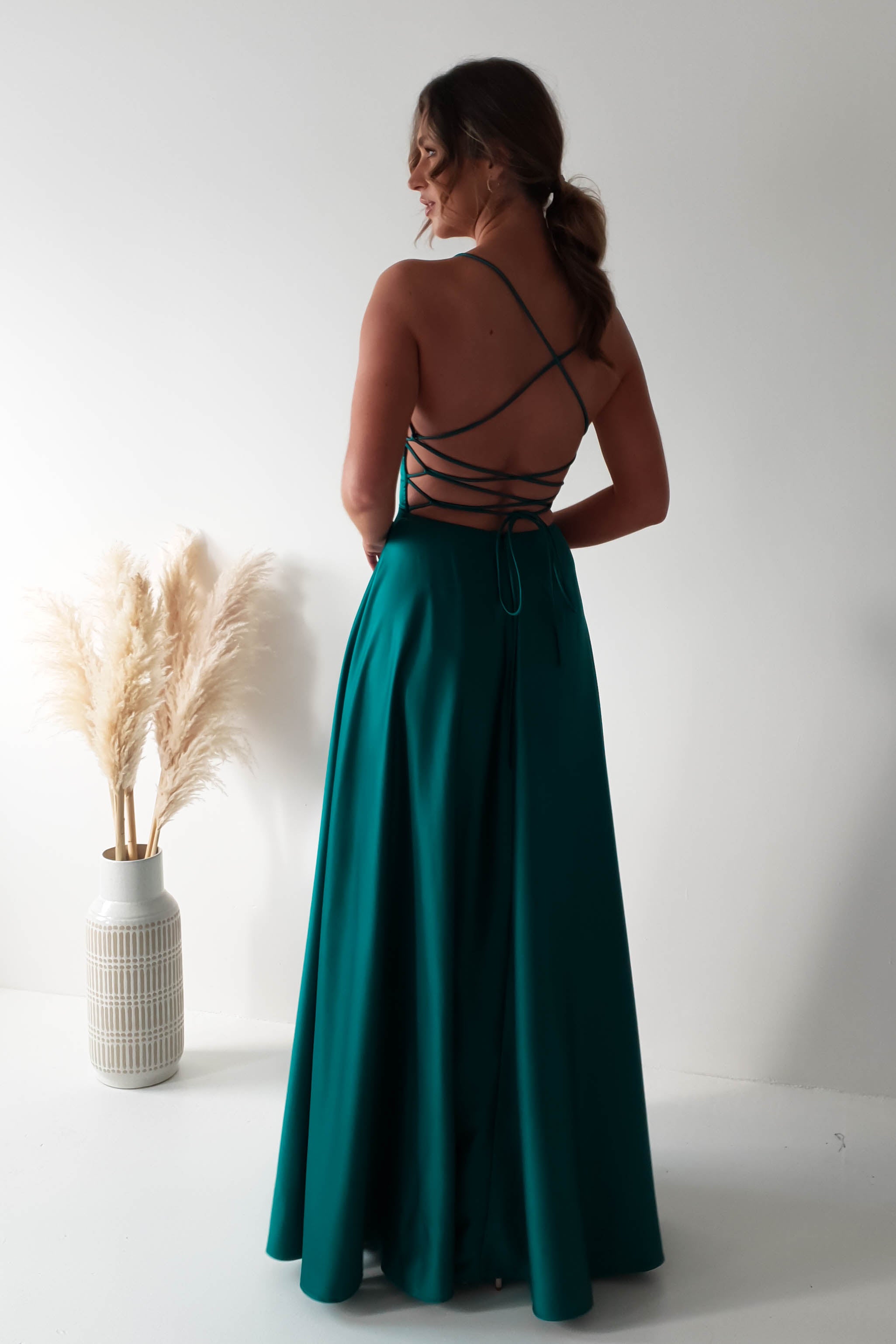Shantal Satin Gown | Teal Green | Debs & Prom | Formal Gown | Oh Hello Clothing