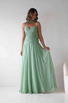 Oh Hello Clothing Women > Clothing > Dresses * DONE - Nicolette Strapless Chiffon Maxi Gown | Sage
