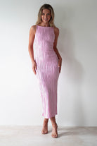 Brighton Textured Bodycon Midaxi Dress Pink | Wedding Guest Dress | Bodycon | Oh Hello Clothing