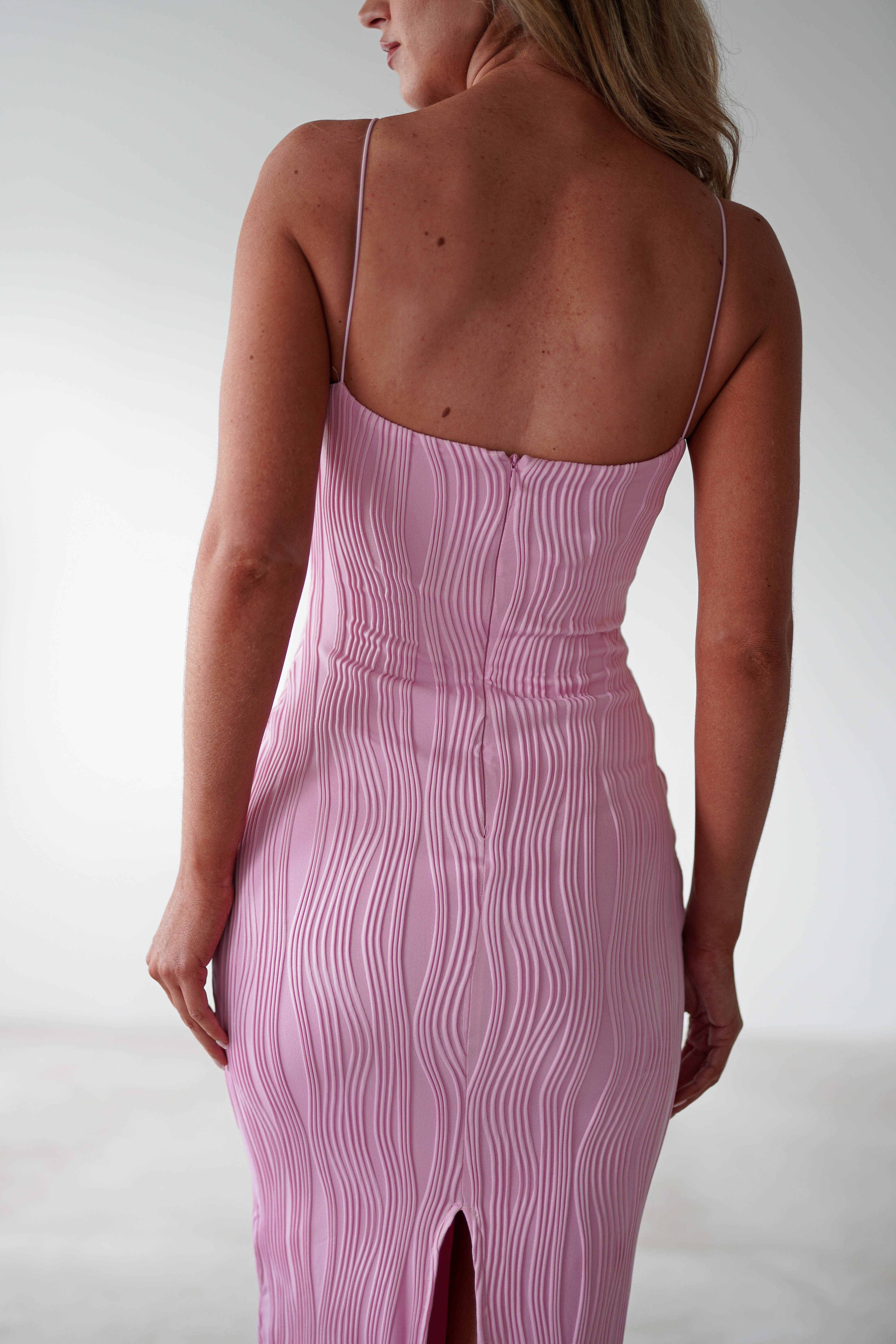 Brighton Textured Bodycon Midaxi Dress Pink | Wedding Guest Dress | Bodycon | Oh Hello Clothing