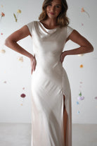 Ramona Soft Satin Maxi Dress | Champagne | Graduation | Bride To Be Hen Dress | Oh Hello Clothing